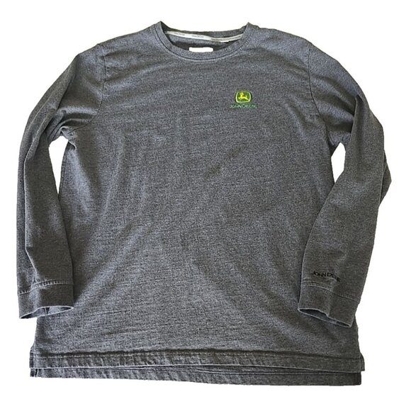 John Deere Charcoal Grey Long Sleeve Crewneck Tee Embroidered Tractor L - Picture 2 of 16